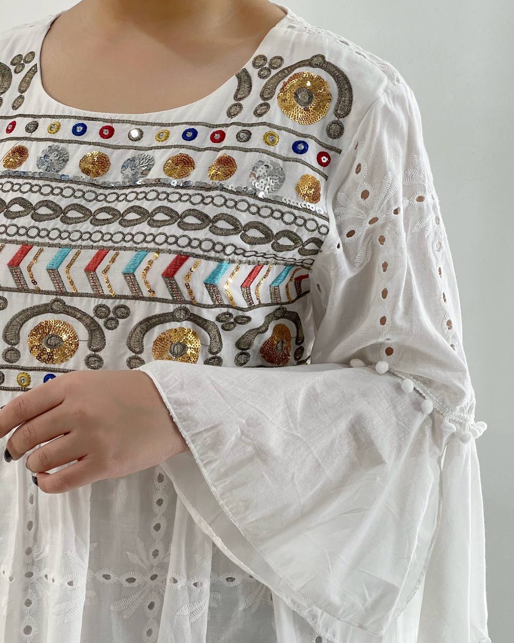 پیراهن تمام خامه دوزی آستردار کد 4760