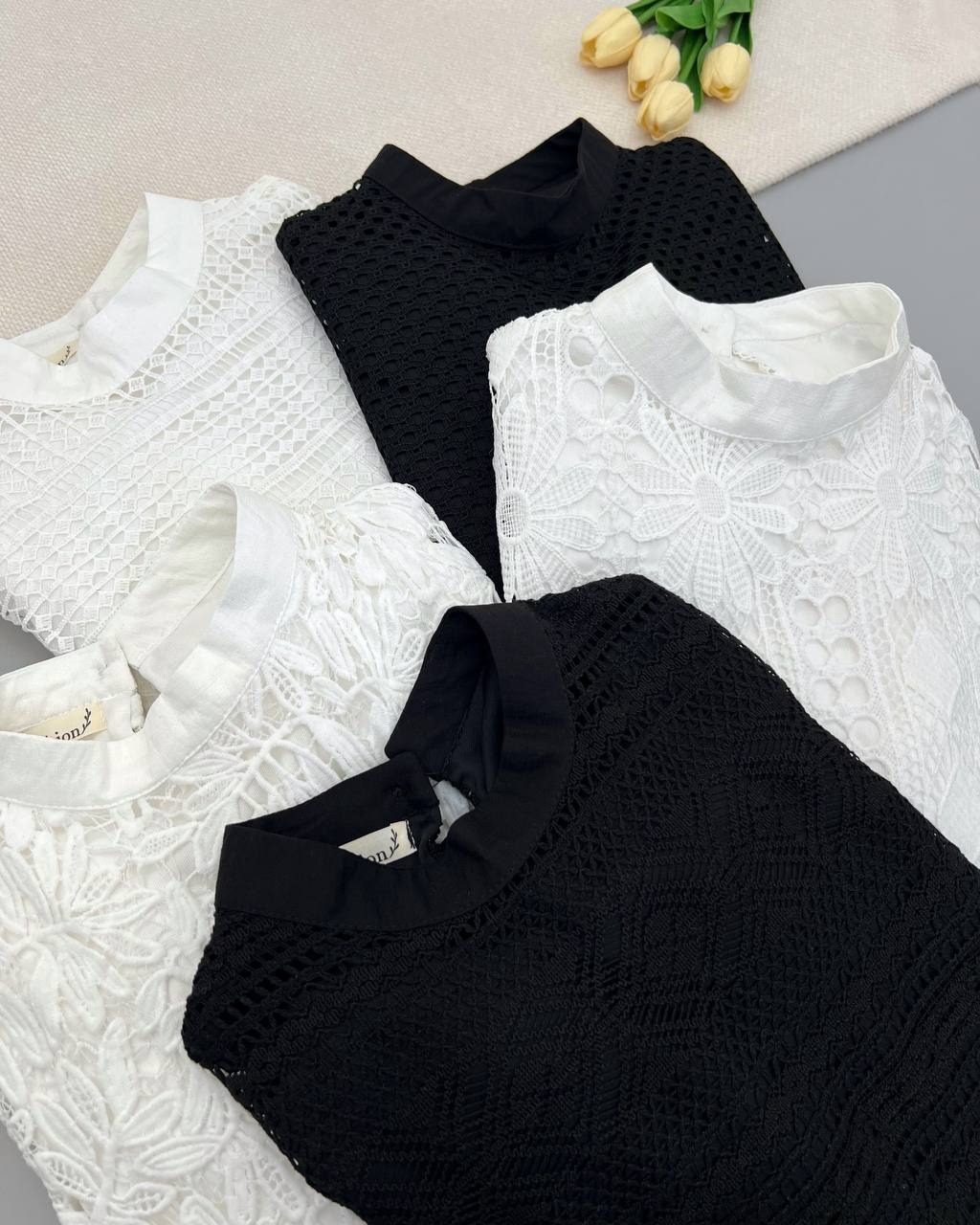 شومیز تمام دانتل آستین پلیسه کد 4763