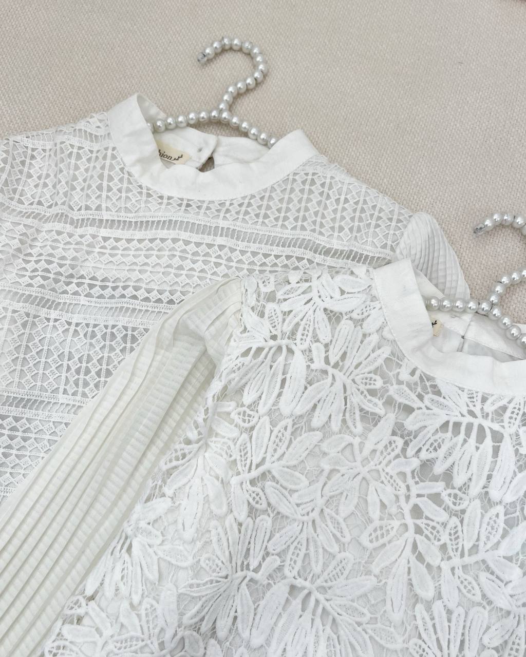 شومیز تمام دانتل آستین پلیسه کد 4763