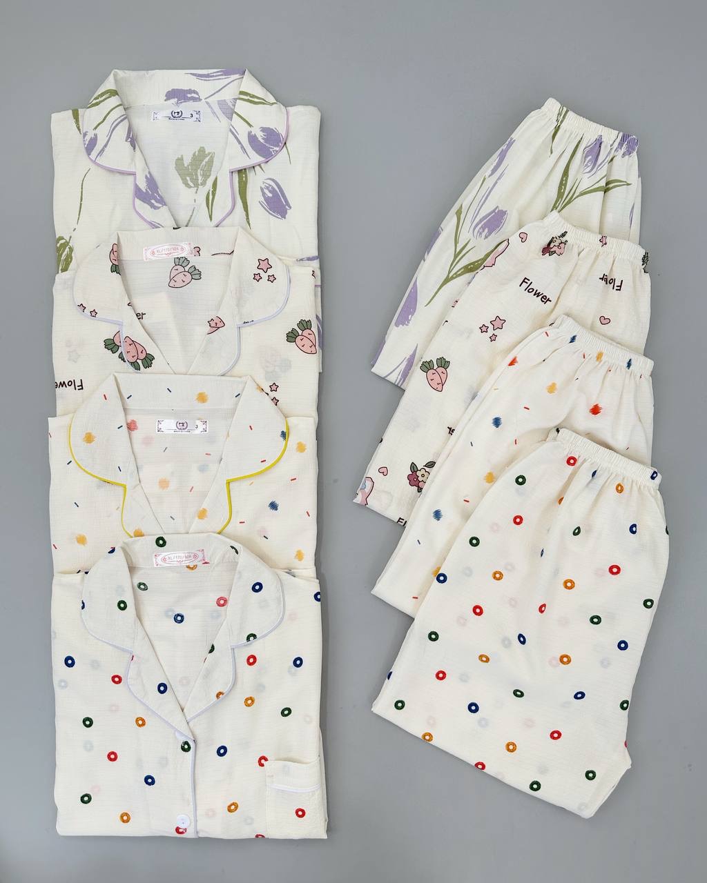 ست پیراهن جلو دکمه و شلوار کد 4777