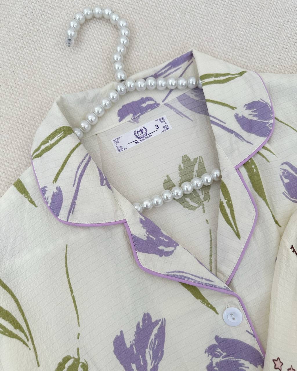 ست پیراهن جلو دکمه و شلوار کد 4777