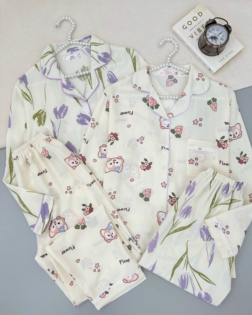 ست پیراهن جلو دکمه و شلوار کد 4777