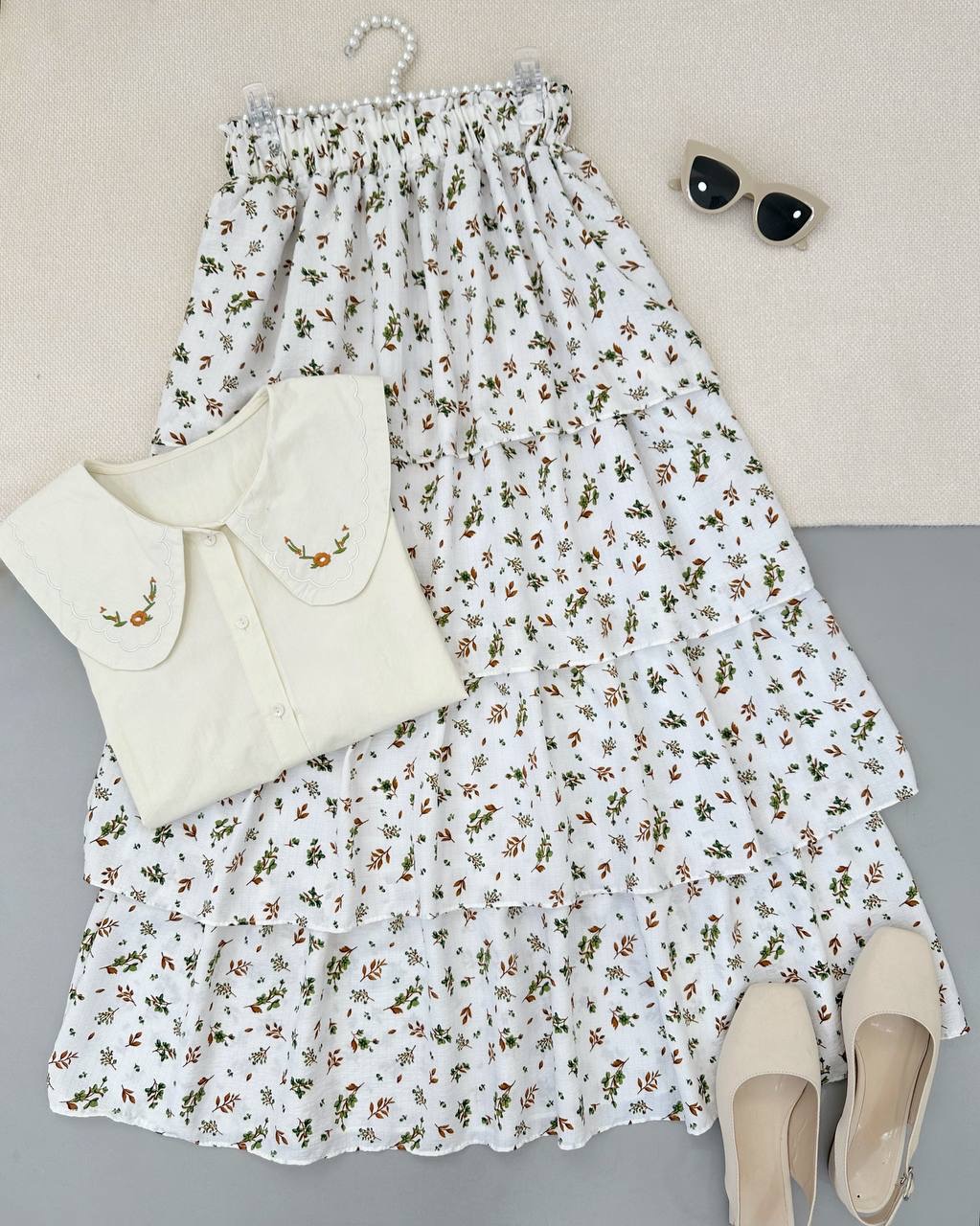 دامن طبقه ای گل ریز کد 4778