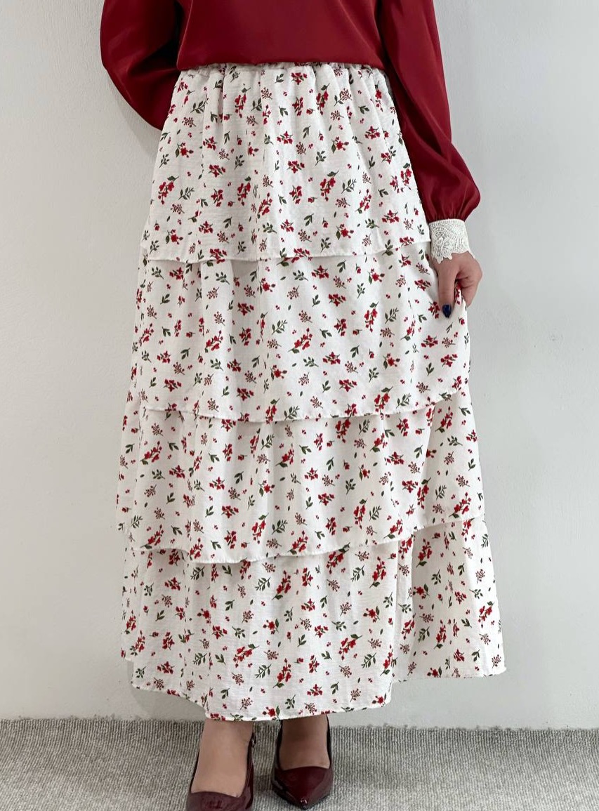 دامن طبقه ای گل ریز کد 4778