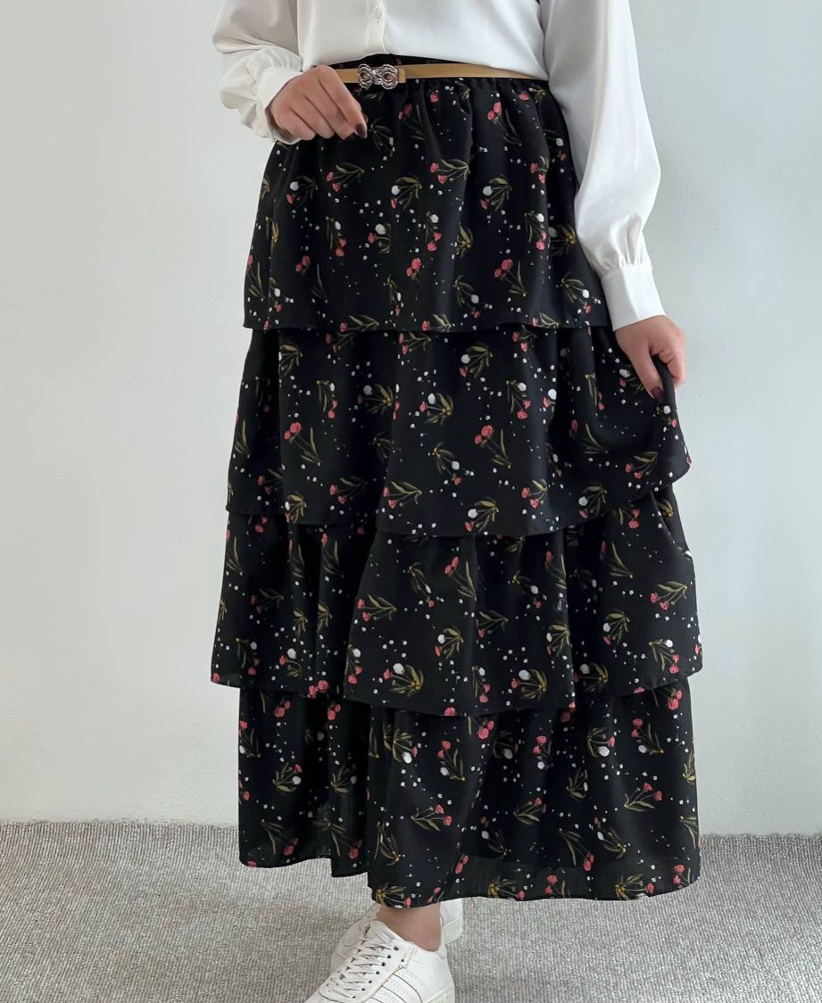 دامن طبقه ای گل ریز کد 4778