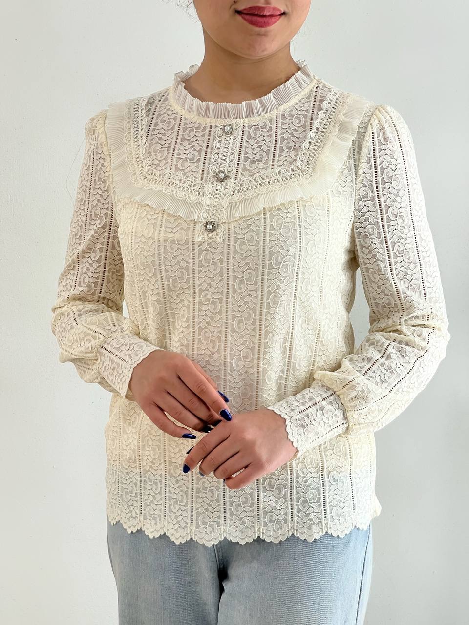 شومیز تمام گیپور آستردار کد4780