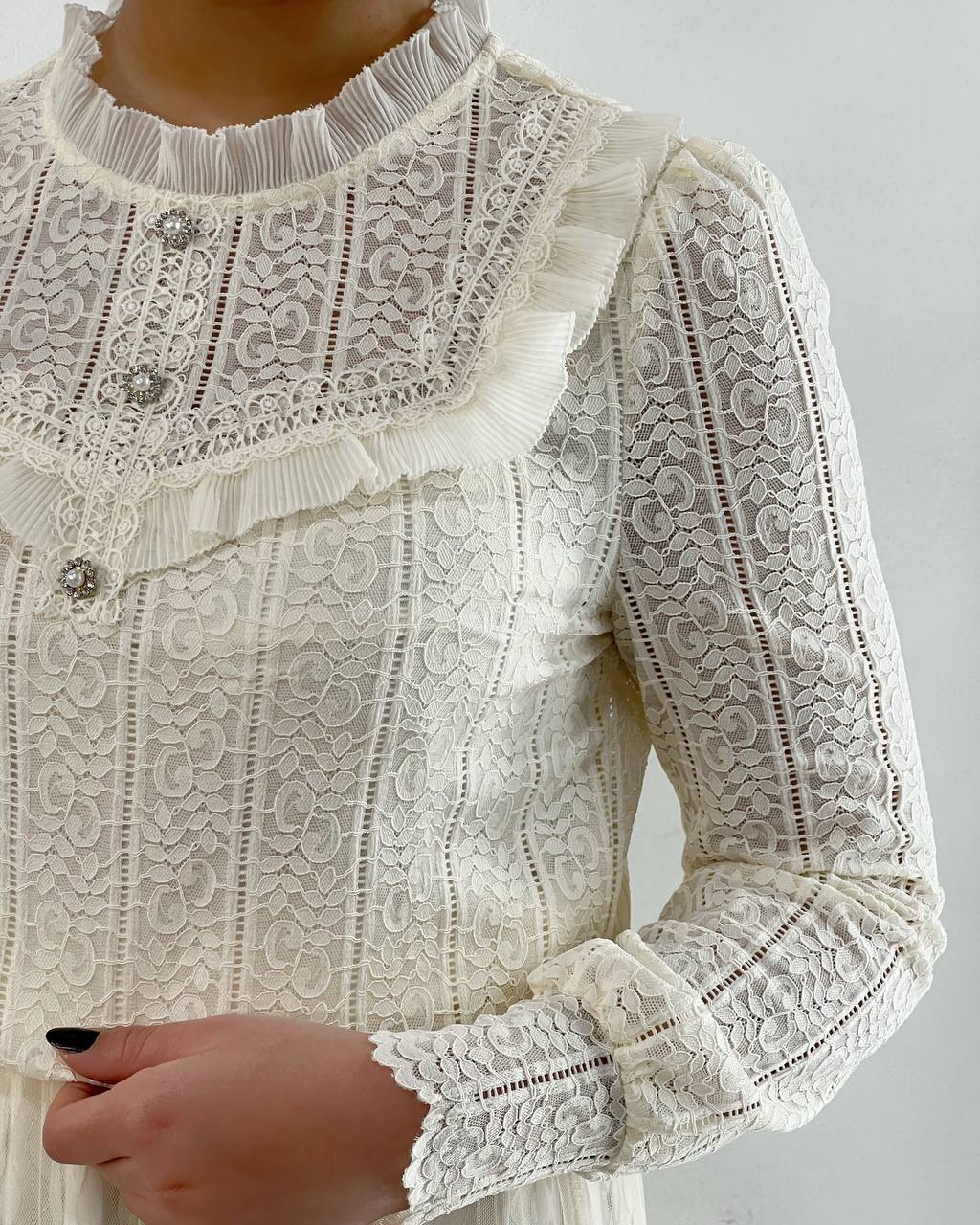 شومیز تمام گیپور آستردار کد4780