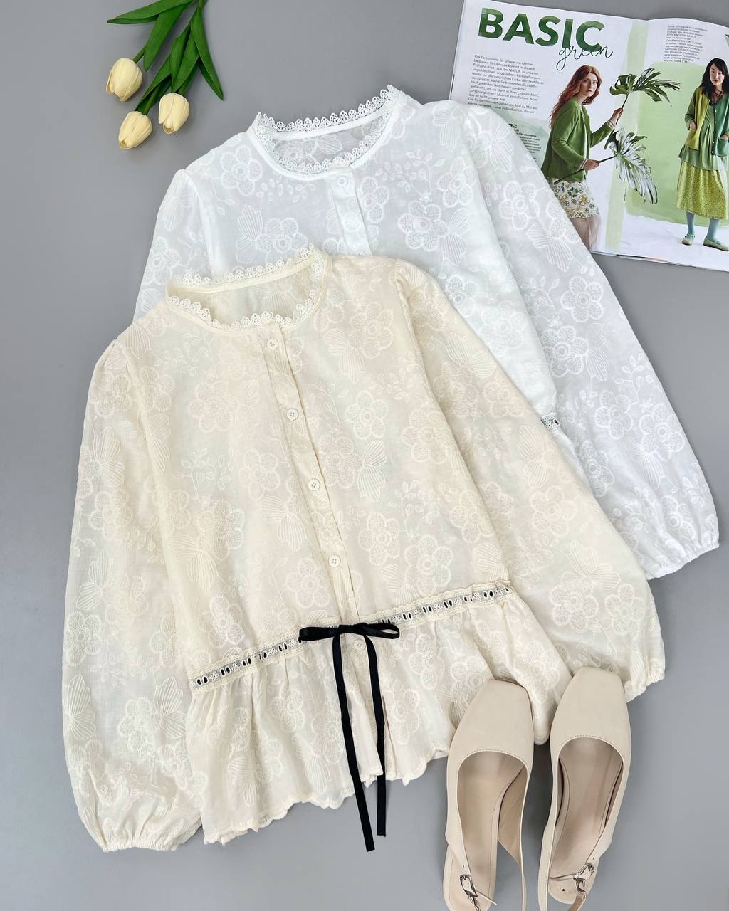 شومیز تمام خامه دوزی 2 رنگ کد 4781