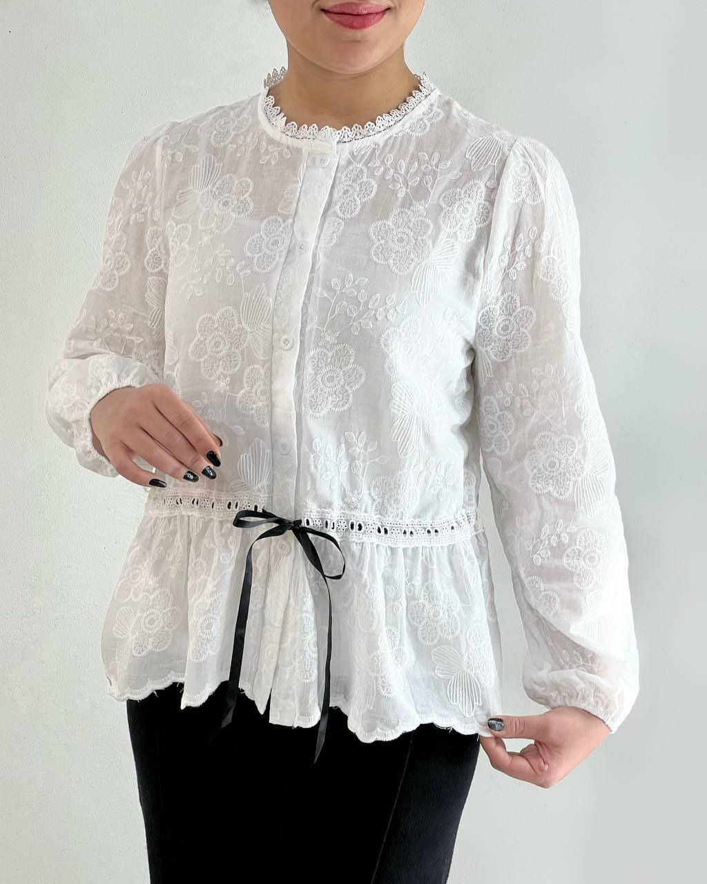 شومیز تمام خامه دوزی 2 رنگ کد 4781