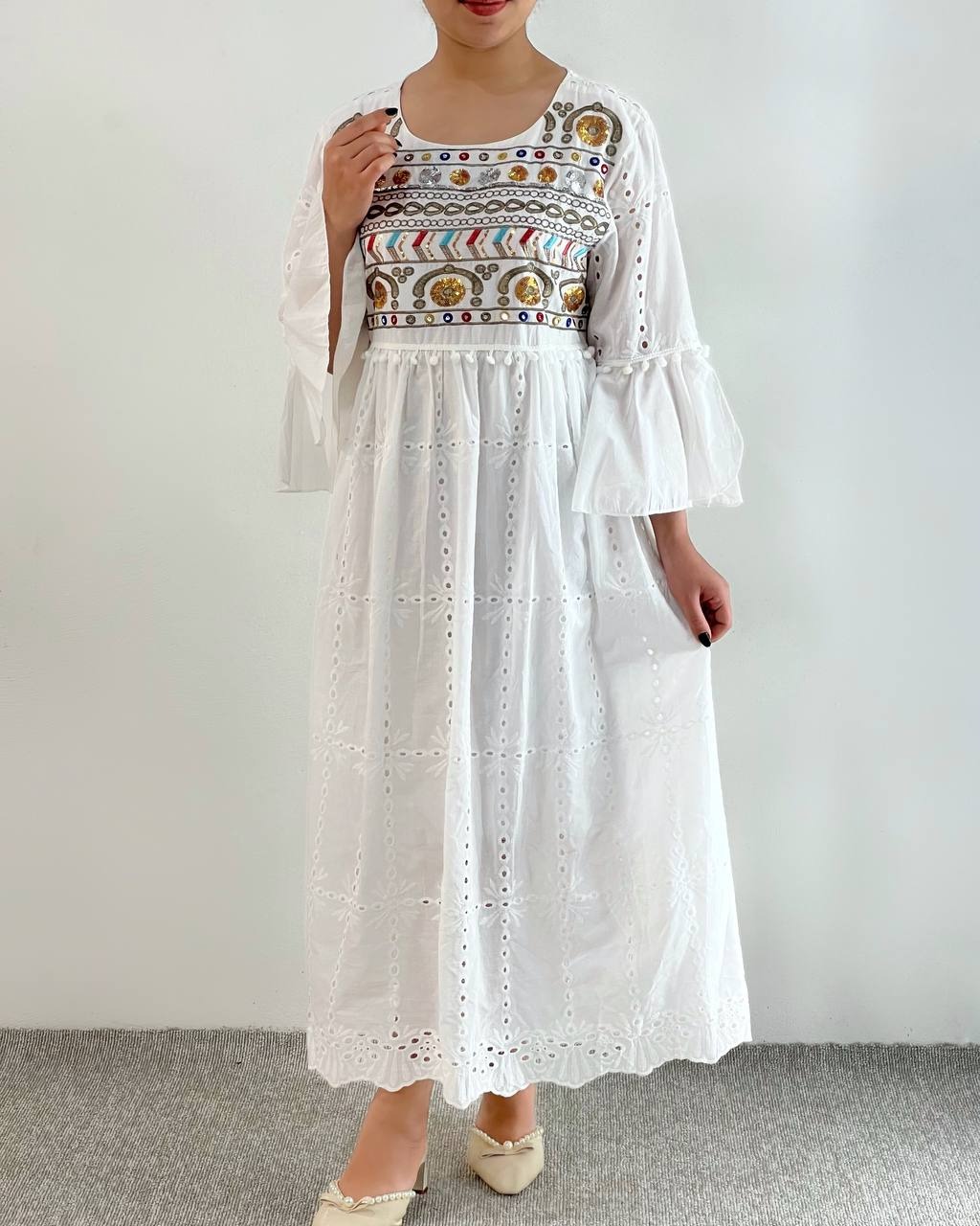 پیراهن تمام خامه دوزی آستردار کد 4784