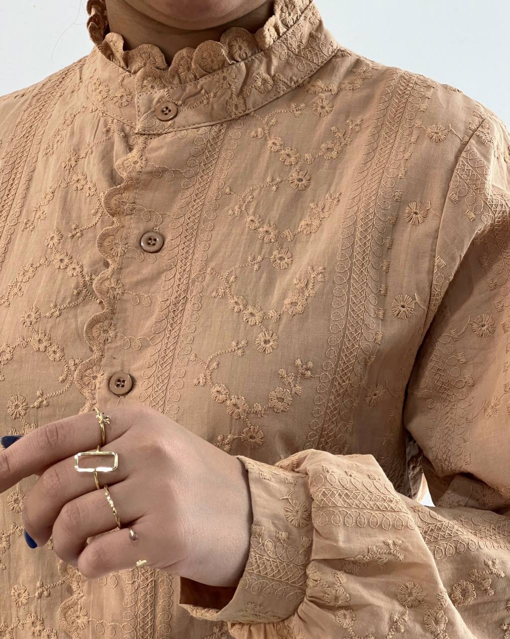 شومیز تمام خامه دوزی آستردار کد 4785