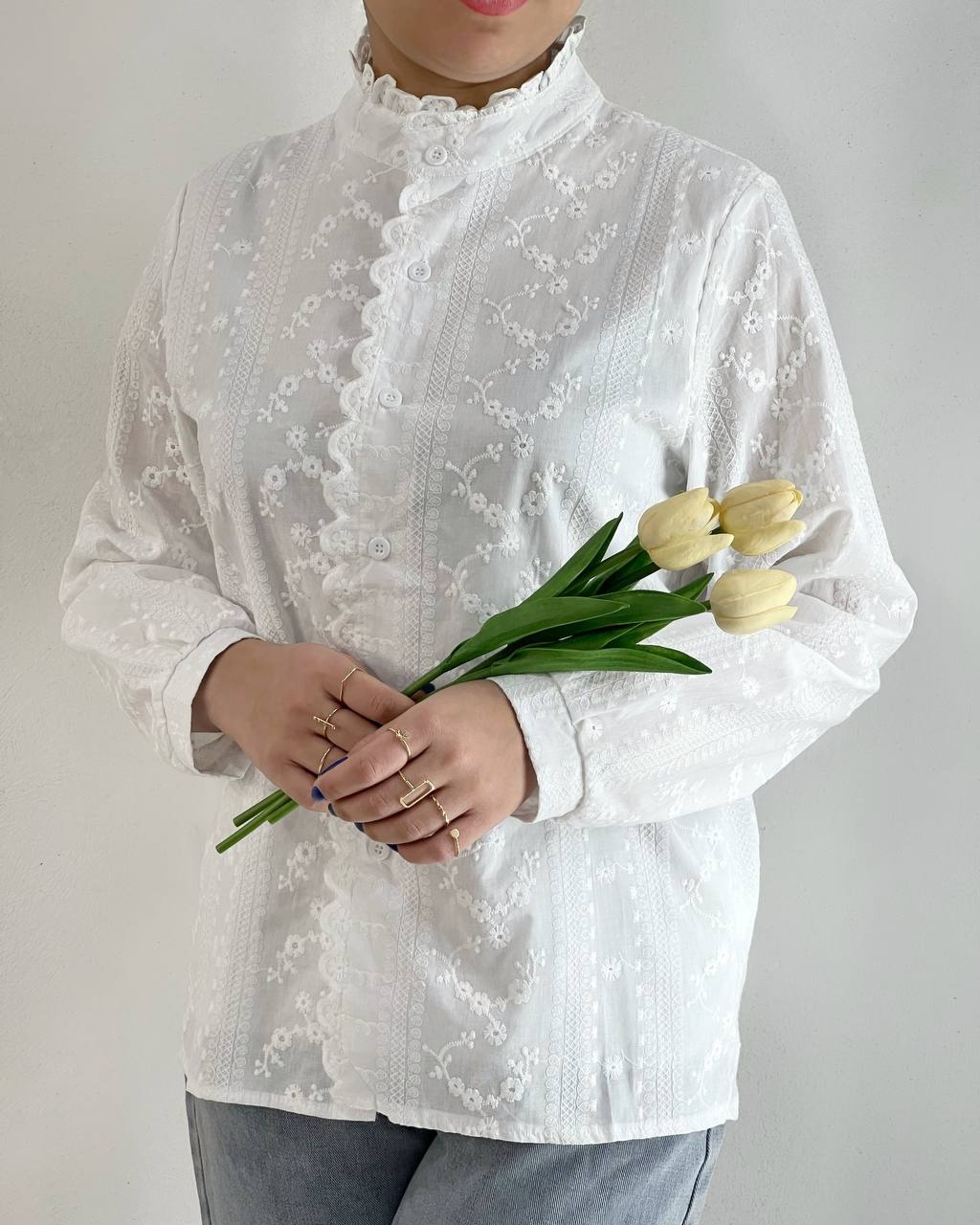 شومیز تمام خامه دوزی آستردار کد 4785