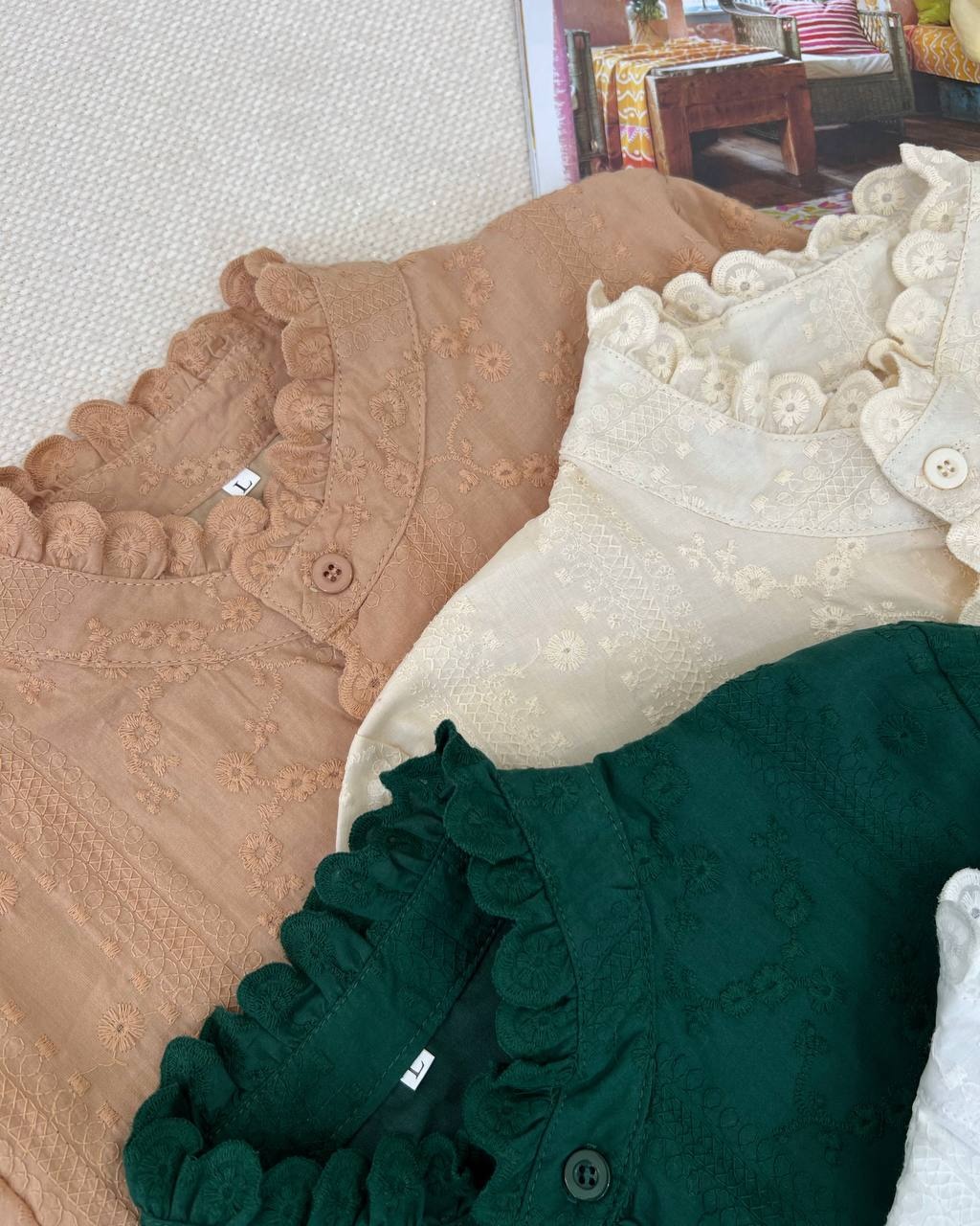 شومیز تمام خامه دوزی آستردار کد 4785