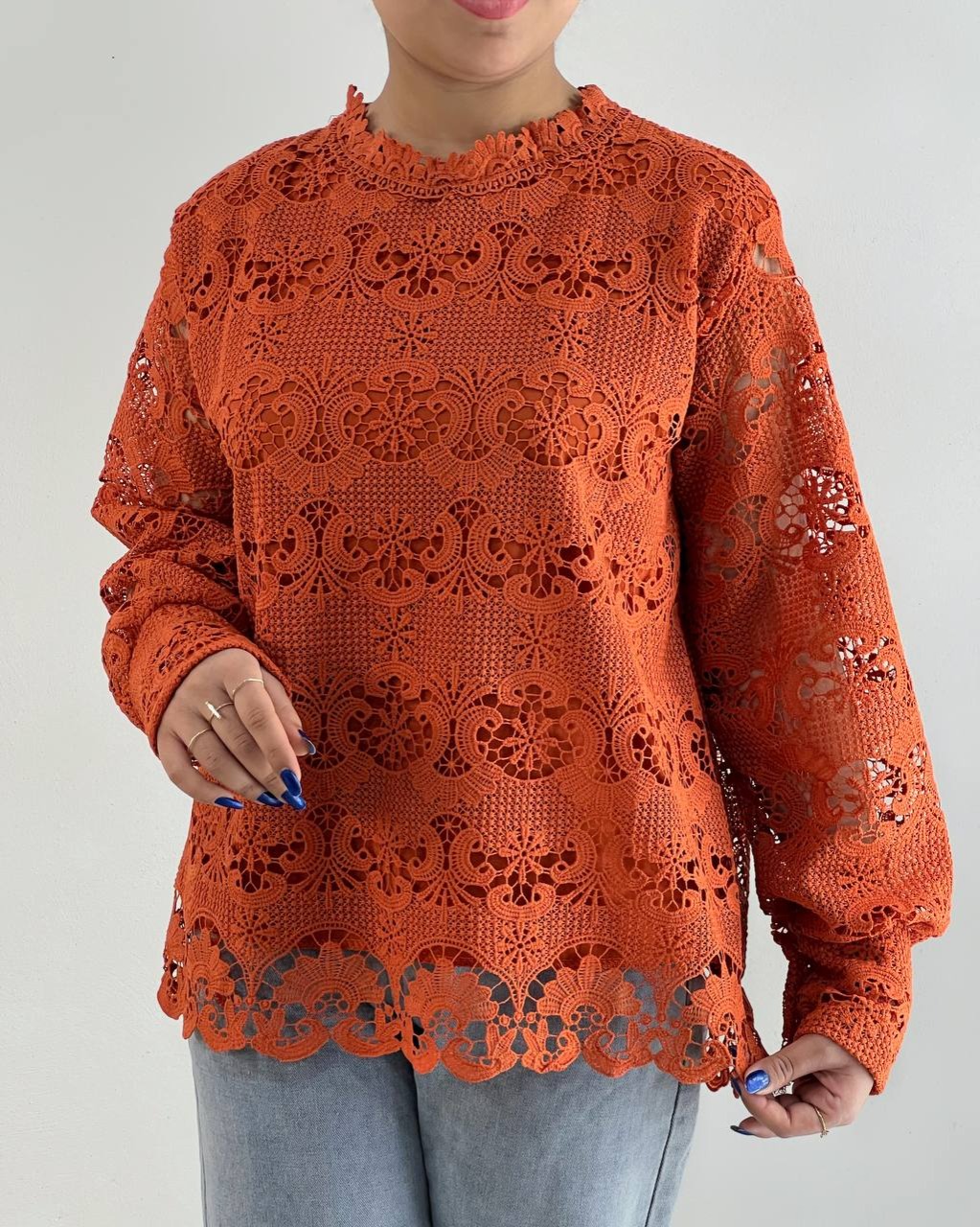 شومیز تمام گیپور آستردار کد 4786