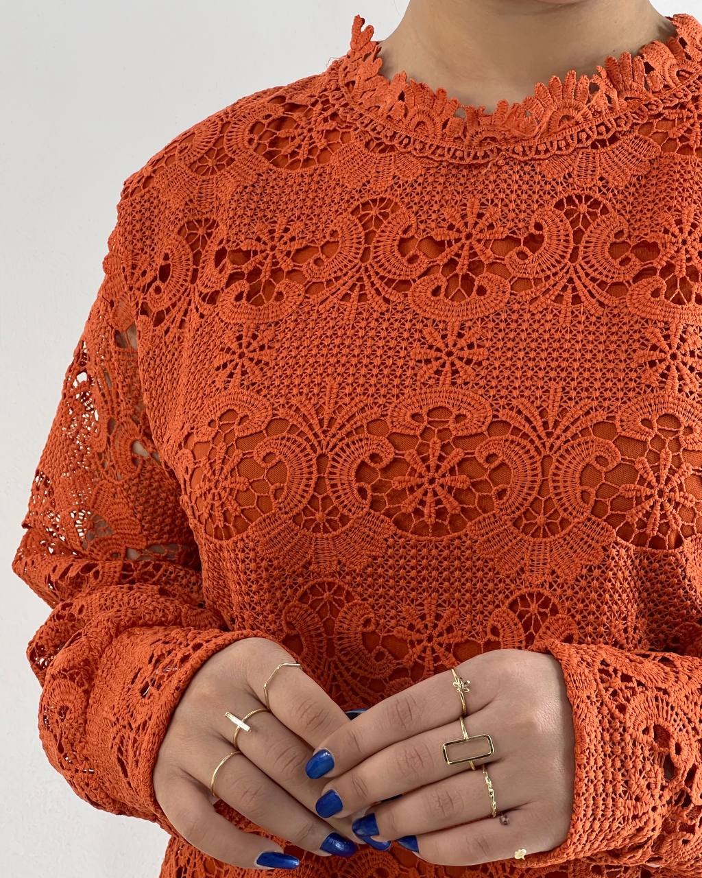 شومیز تمام گیپور آستردار کد 4786