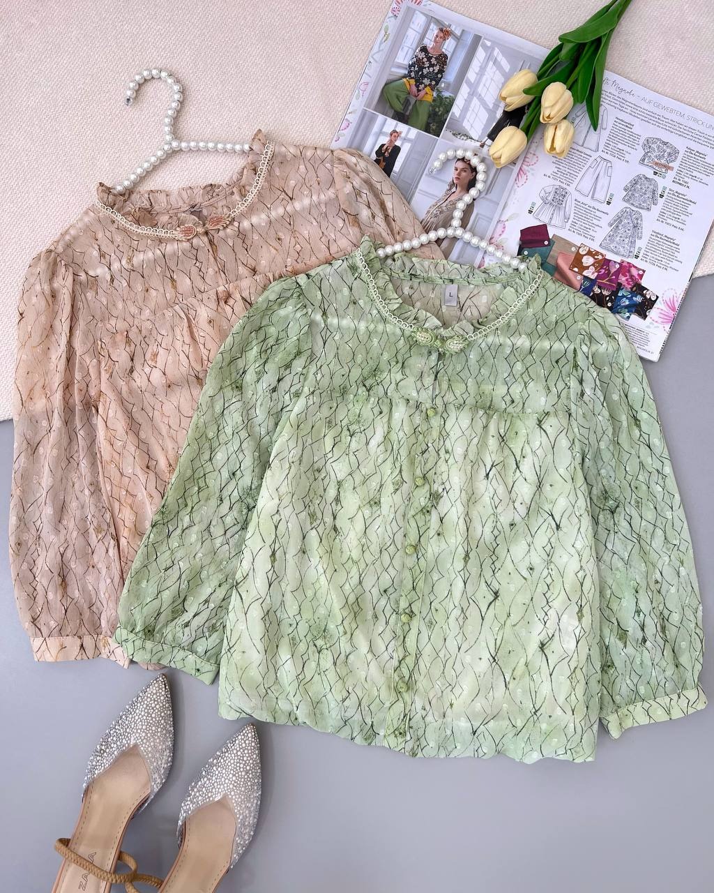 شومیز حریر آستردار کد 4787