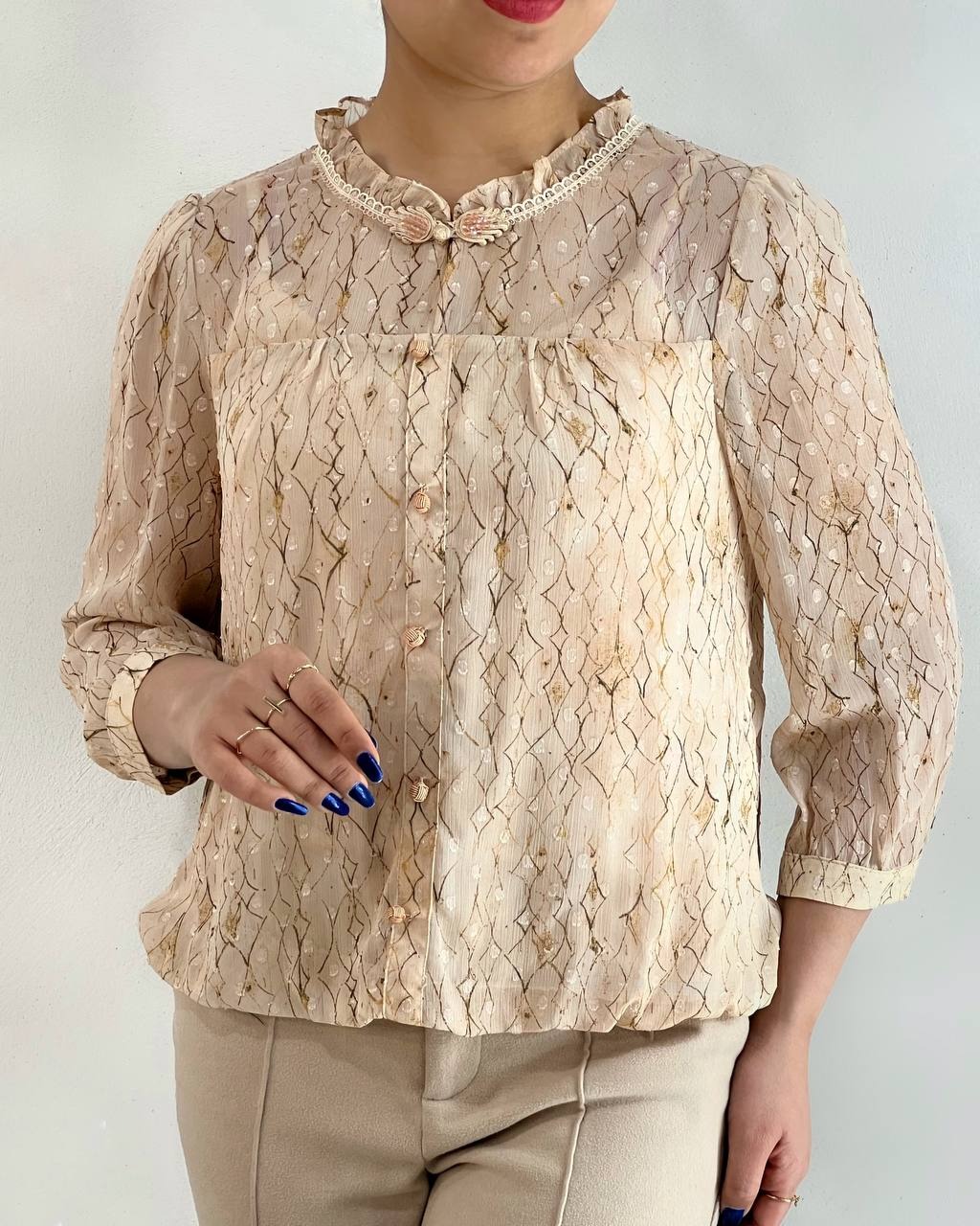 شومیز حریر آستردار کد 4787