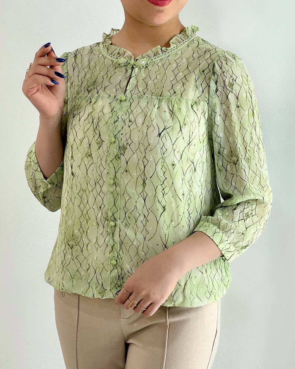 شومیز حریر آستردار کد 4787