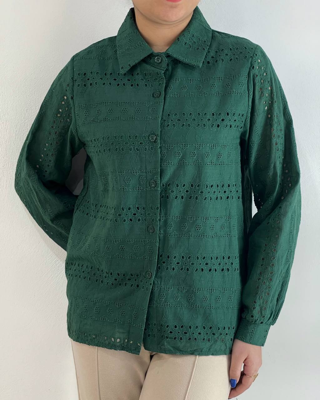 شومیز تمام خامه دوزی آستردار کد 4788