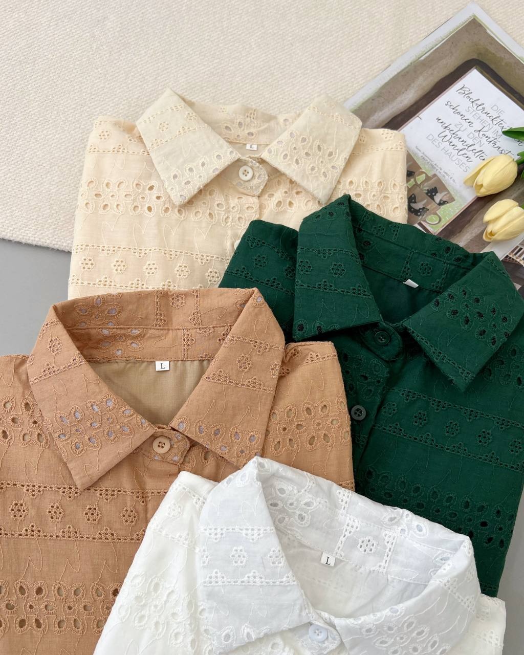 شومیز تمام خامه دوزی آستردار کد 4788