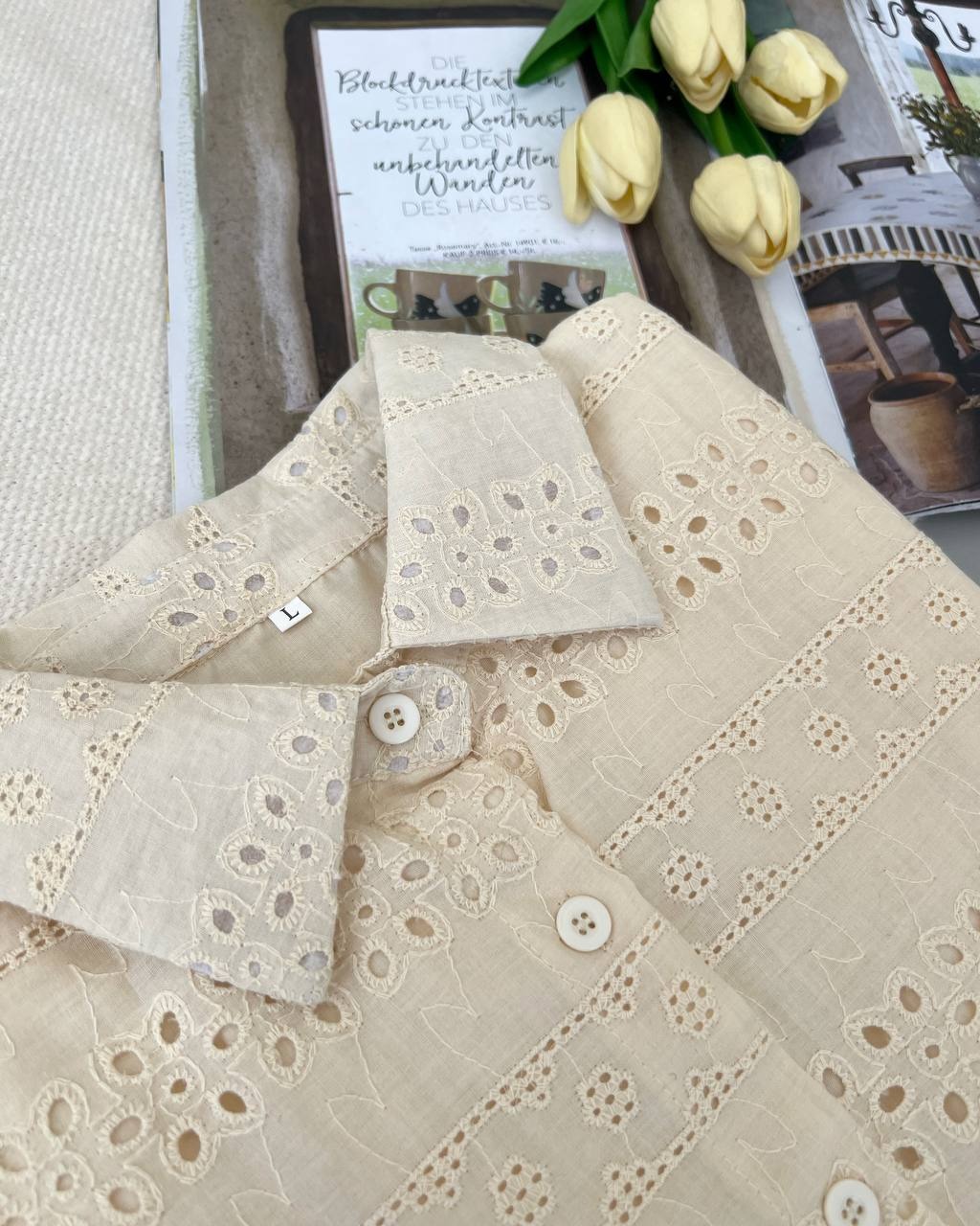 شومیز تمام خامه دوزی آستردار کد 4788