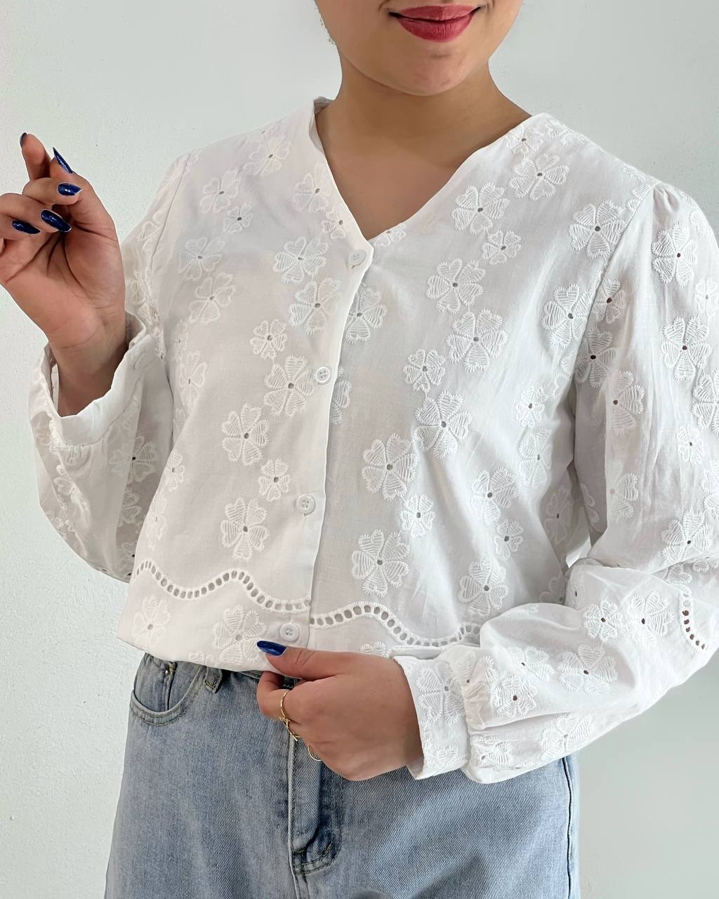 شومیز تمام خامه دوزی کد 4792