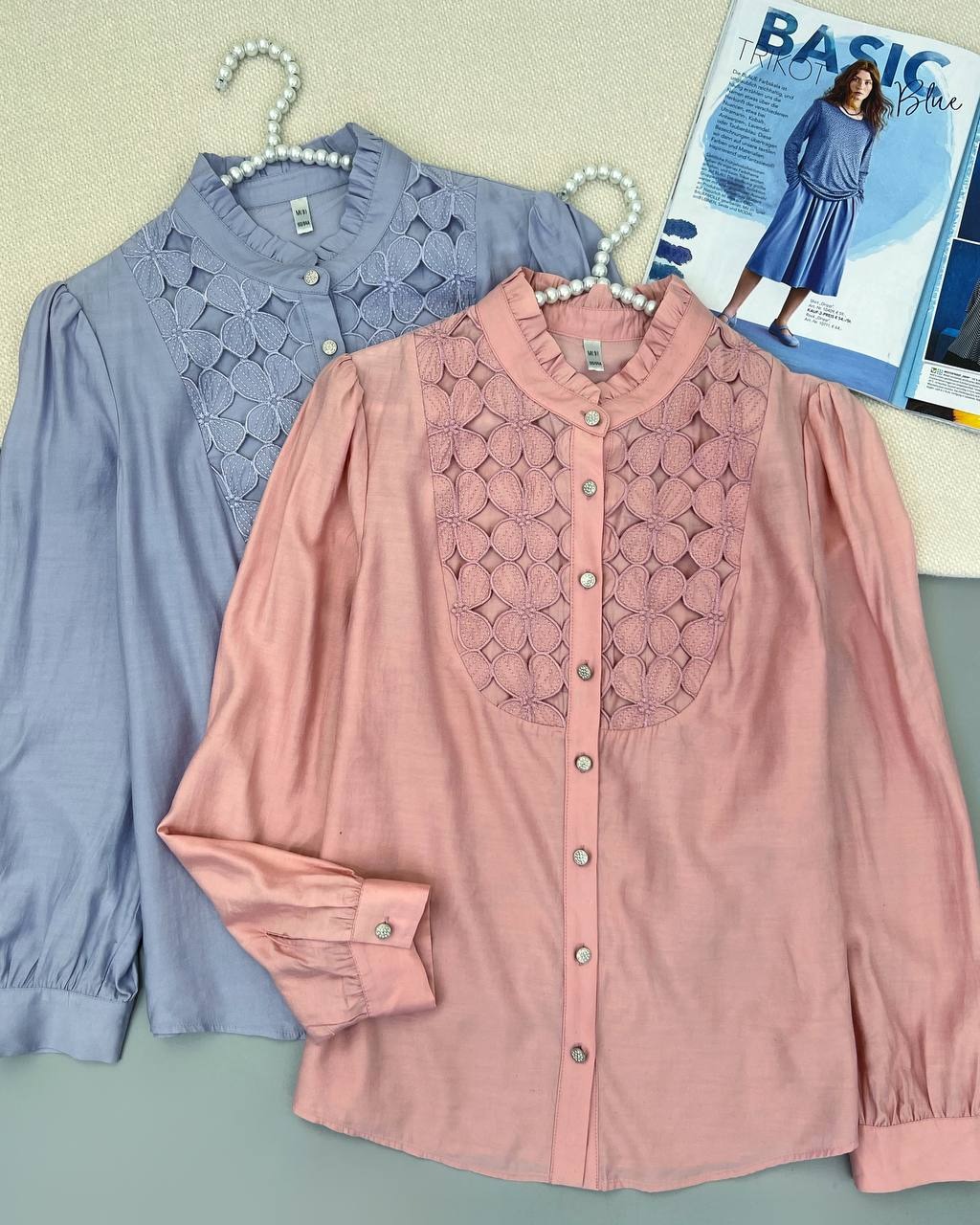 شومیز جلو دکمه دو رنگ کد 4795