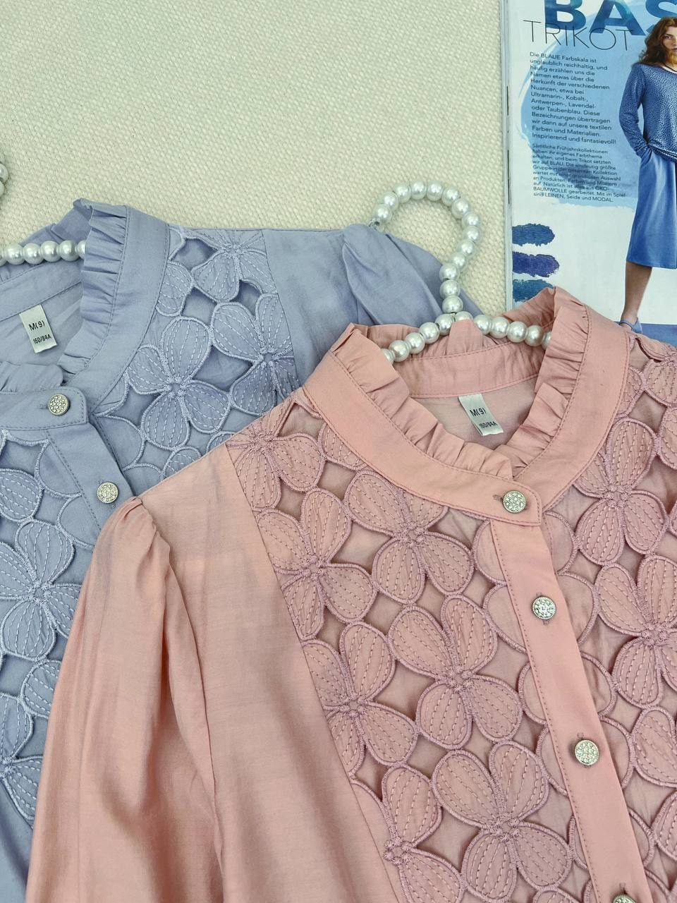 شومیز جلو دکمه دو رنگ کد 4795