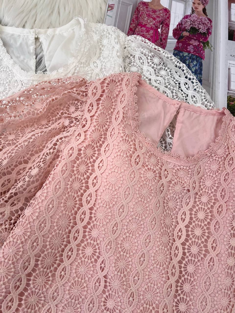 شومیز تمام دانتل استین پف کد 4797