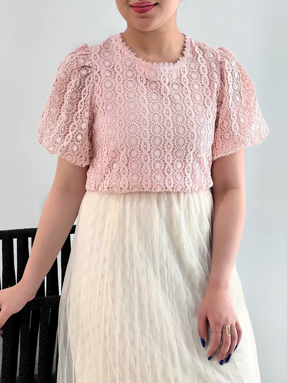 شومیز تمام دانتل استین پف کد 4797