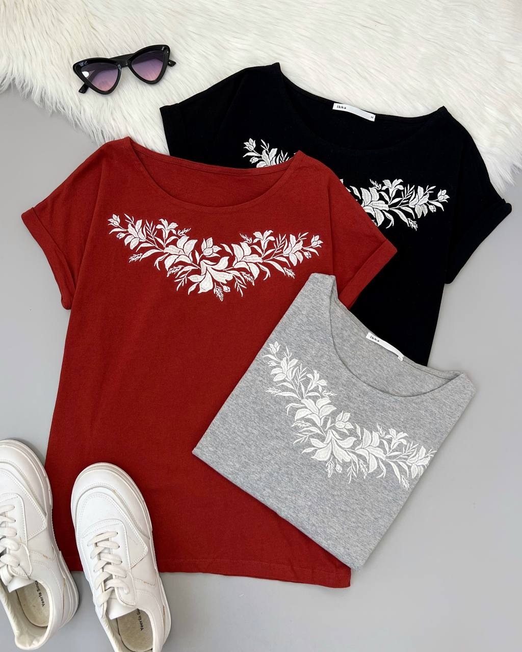 تیشرت آستین دوبل گلدوزی کد 4808