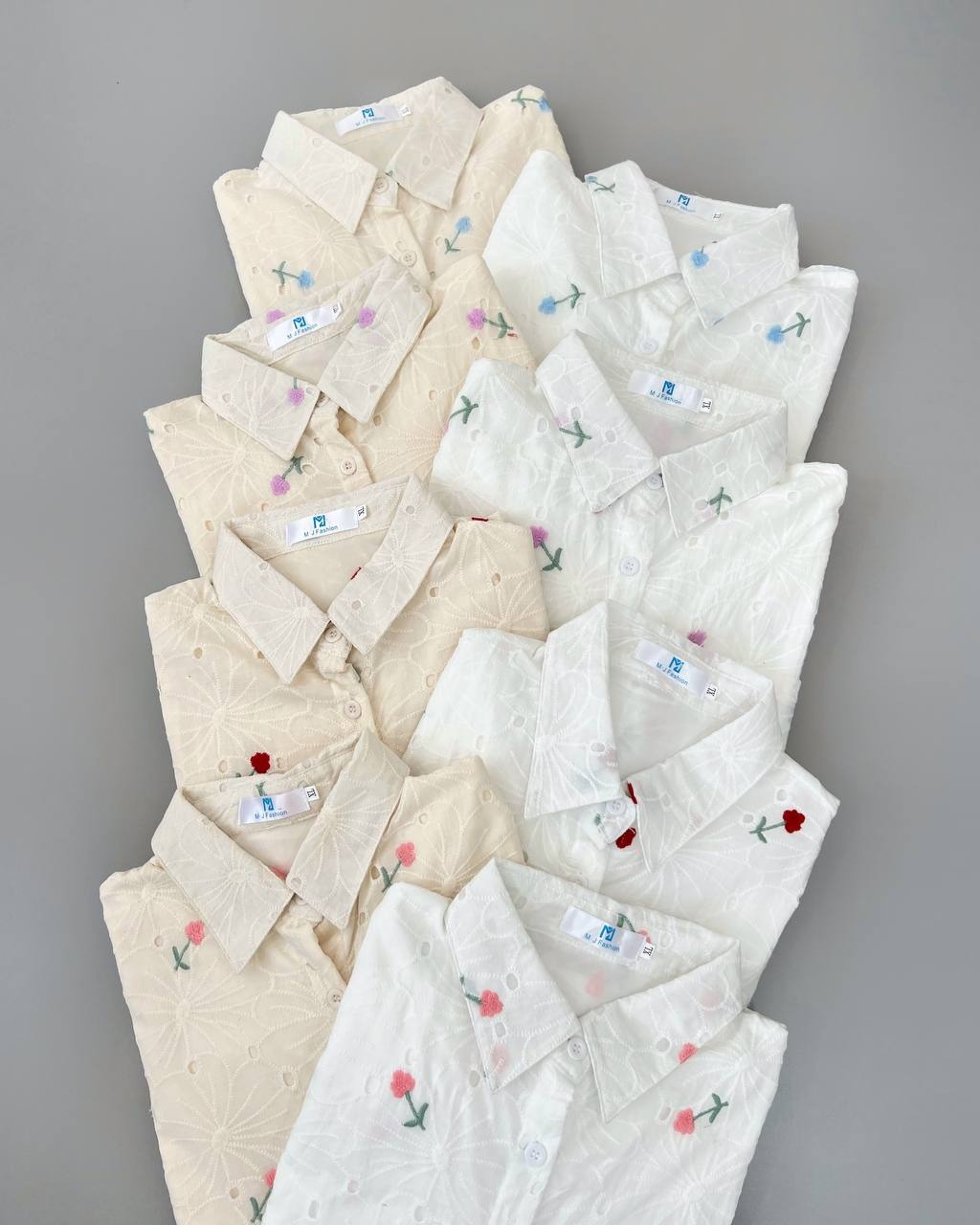 شومیز تمام خامه دوزی جلو دکمه کد 4814