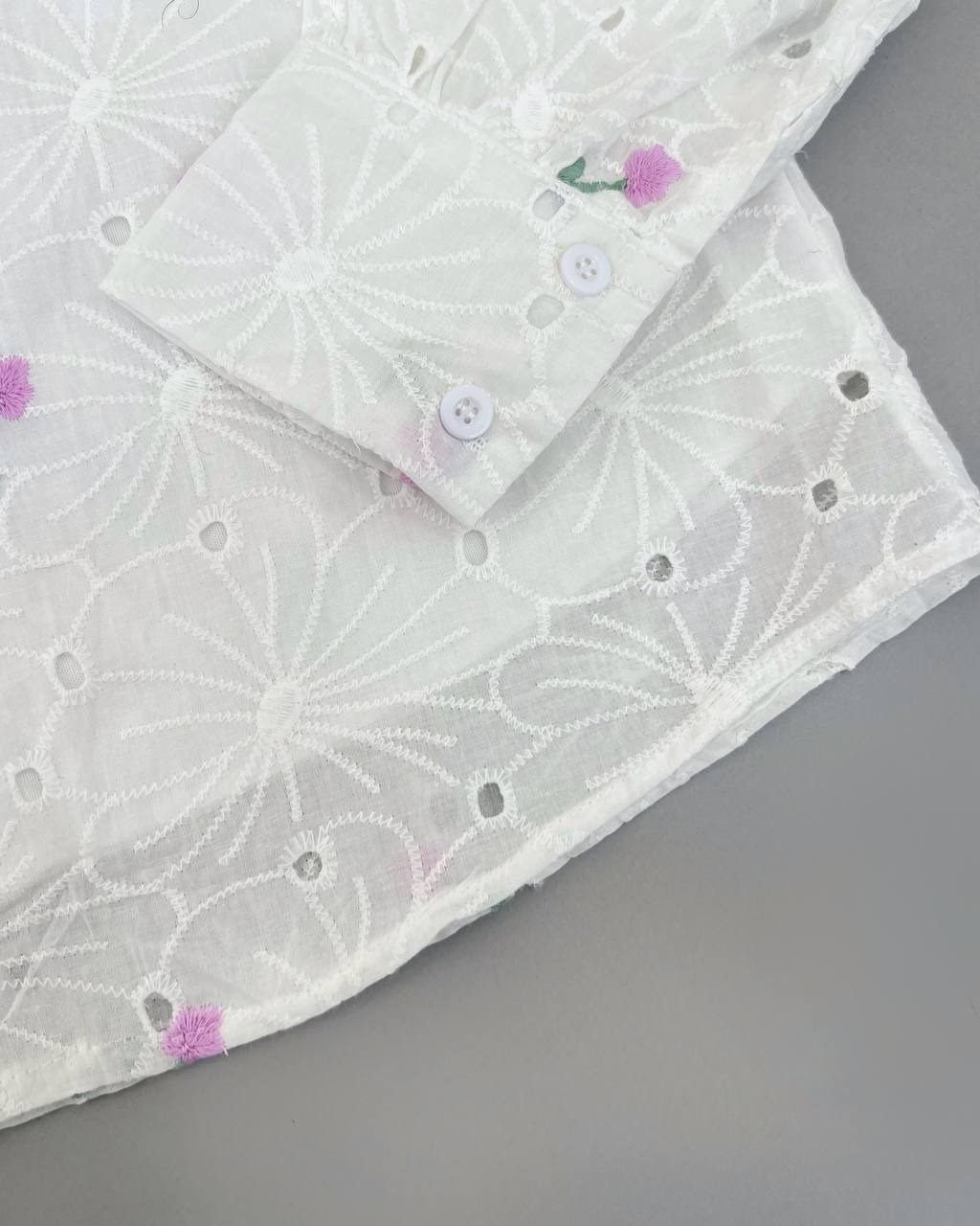 شومیز تمام خامه دوزی جلو دکمه کد 4814