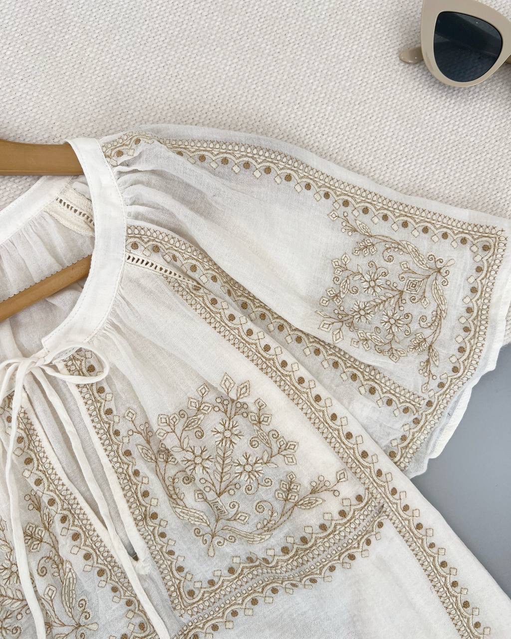 شومیز تمام کار شده دو رنگ کد 4816