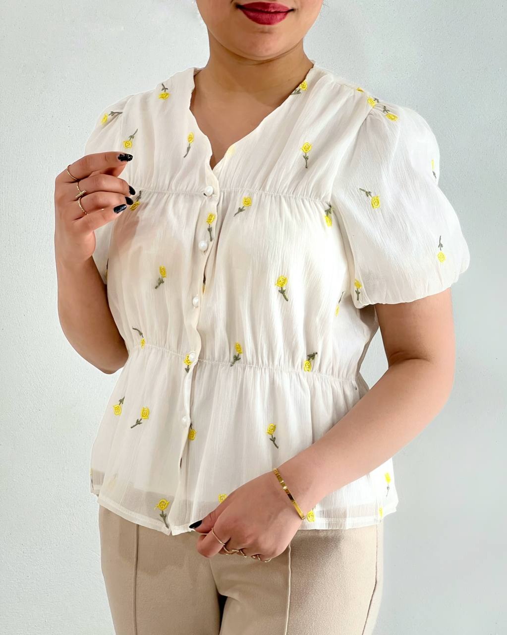 شومیز حریر شیشه ای گلدوزی کد 4820