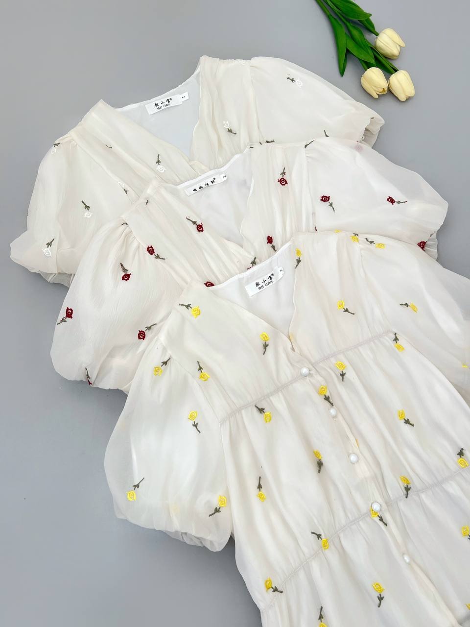 شومیز حریر شیشه ای گلدوزی کد 4820