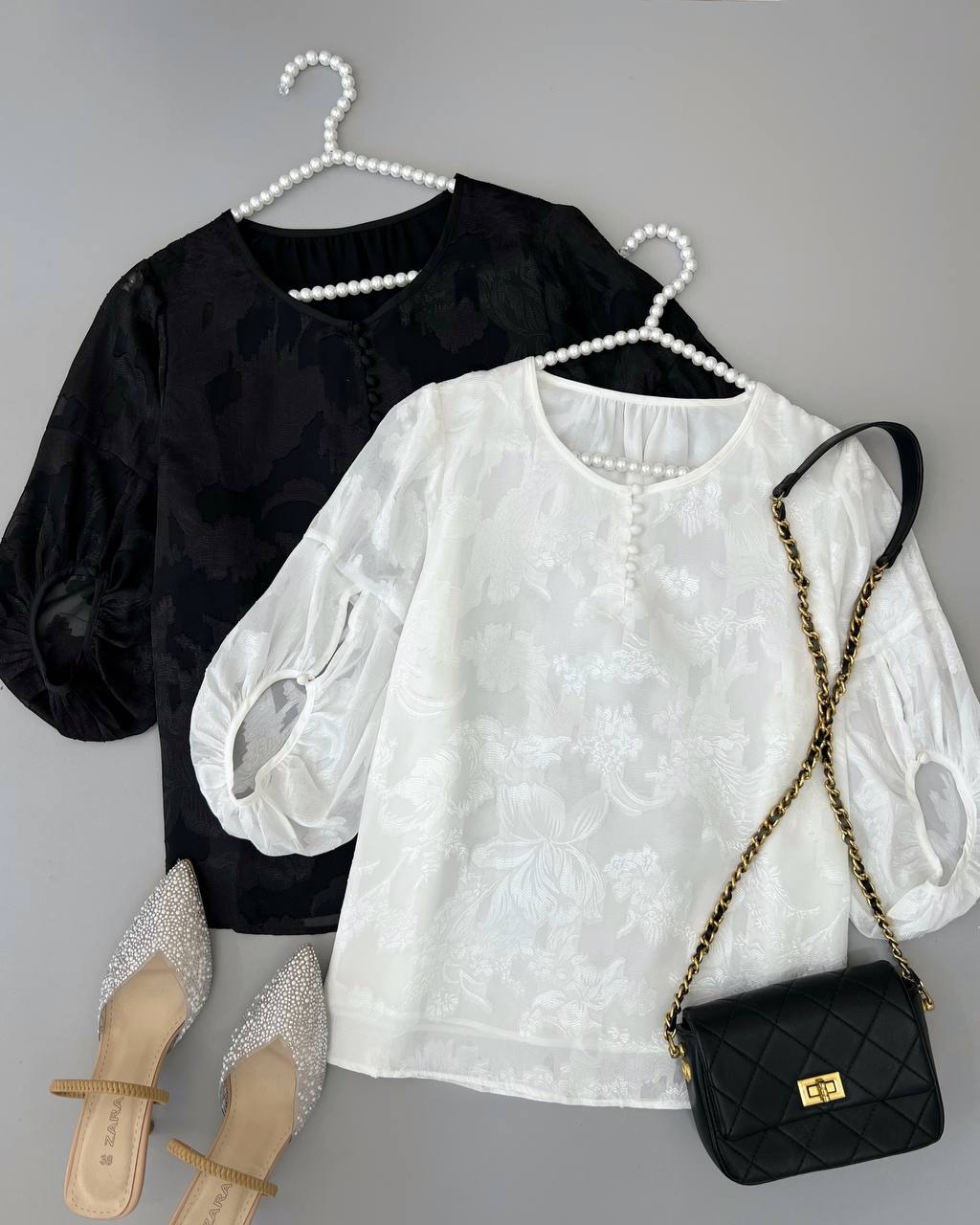 شومیز حریر ساتن گل برجسته کد 4825