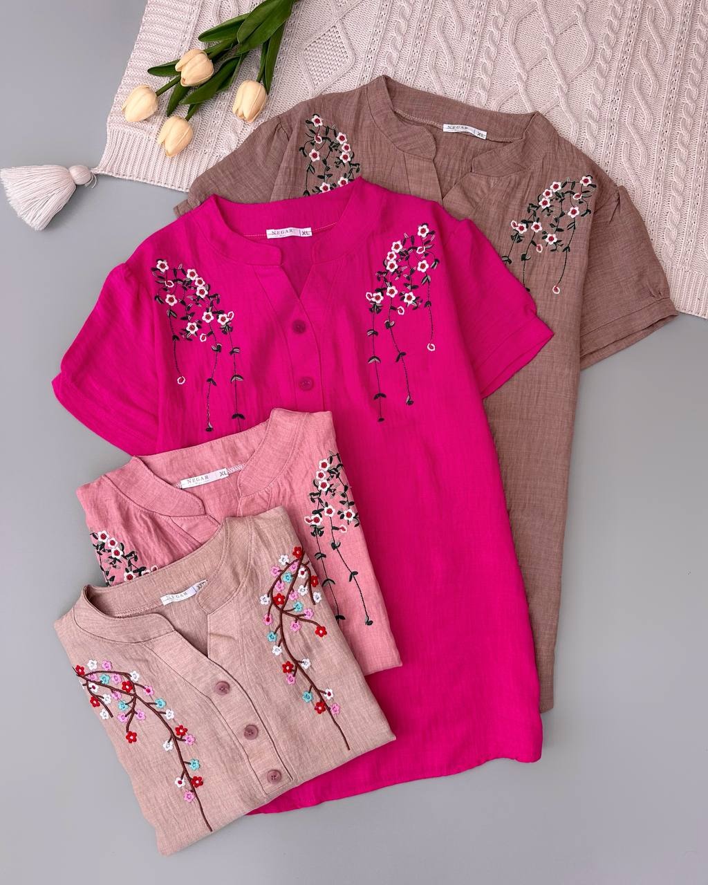 شومیز شانتون نخ گلدوزی کد 4746