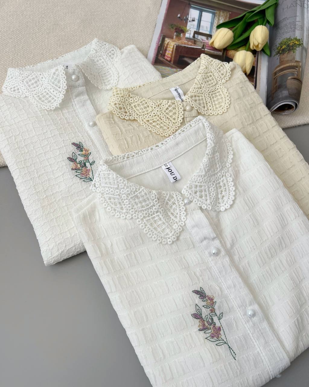 شومیز طرح برجسته گلدوزی کد 4830