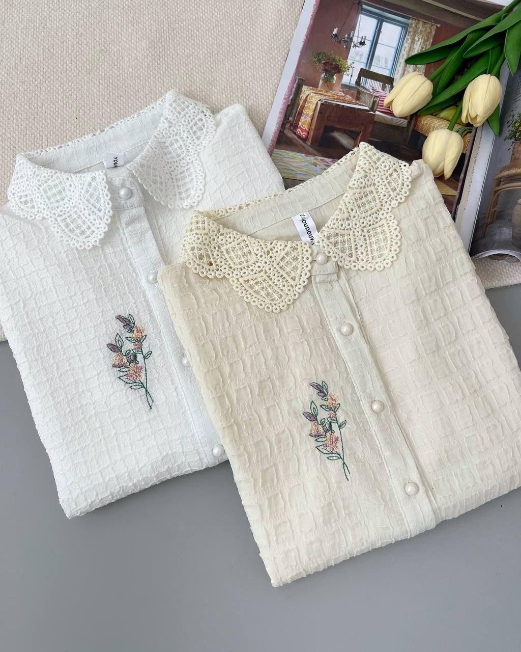 شومیز طرح برجسته گلدوزی کد 4830