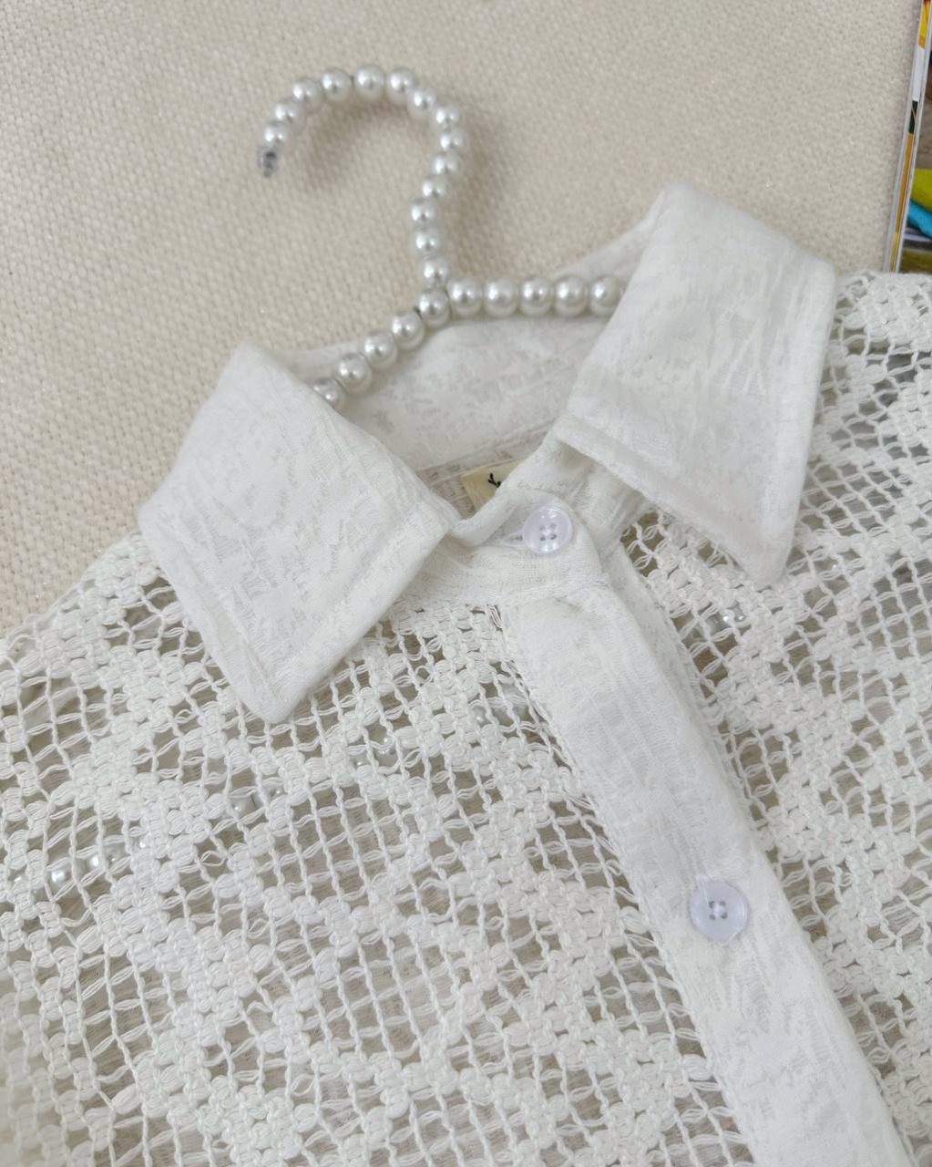 شومیز قلاب بافی جلو دکمه کد 4837