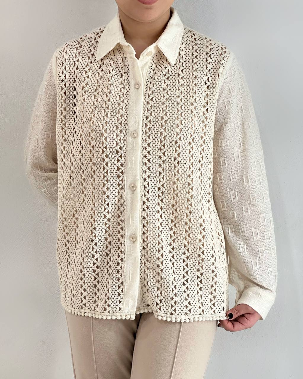 شومیز قلاب بافی جلو دکمه کد 4837