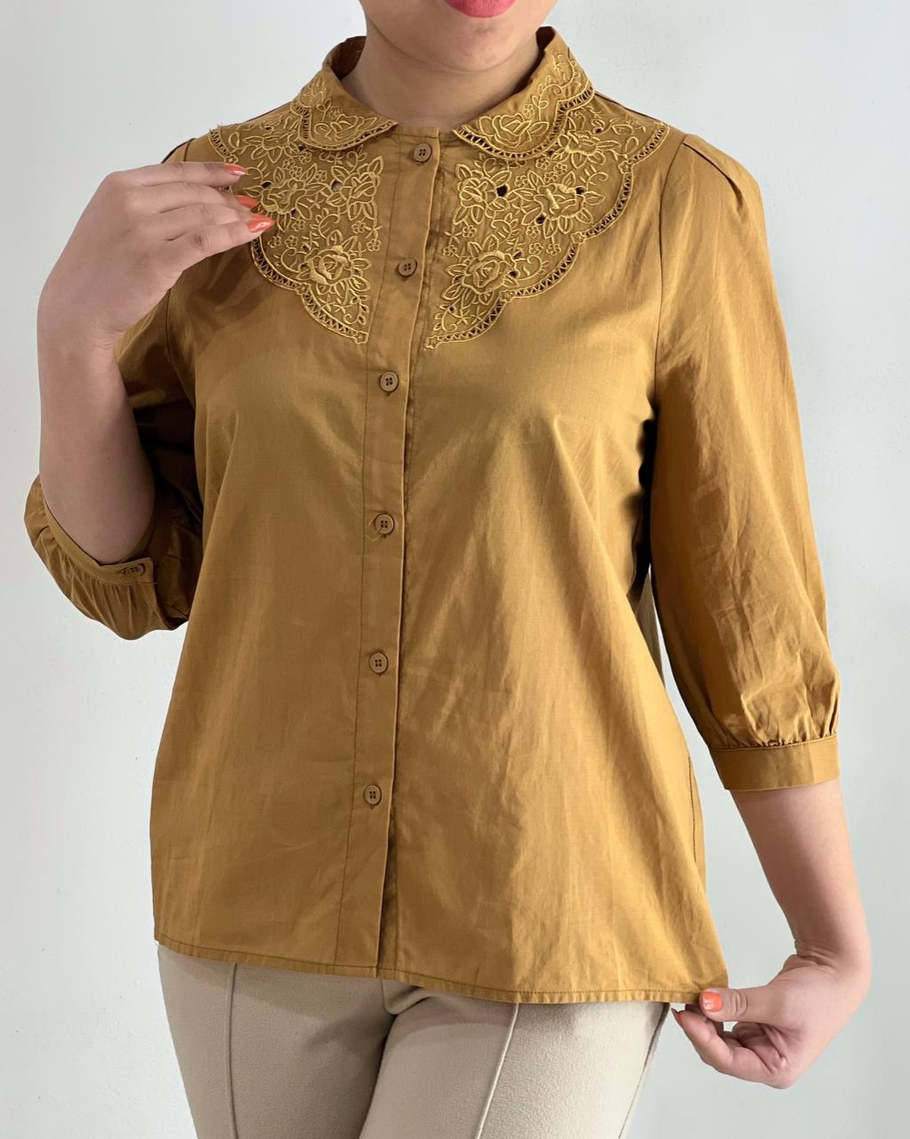 شومیز جلو دکمه تکرنگ کد 4841