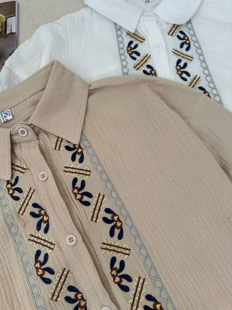 شومیز موسلین نخ تماما گلدوزی کد 4842