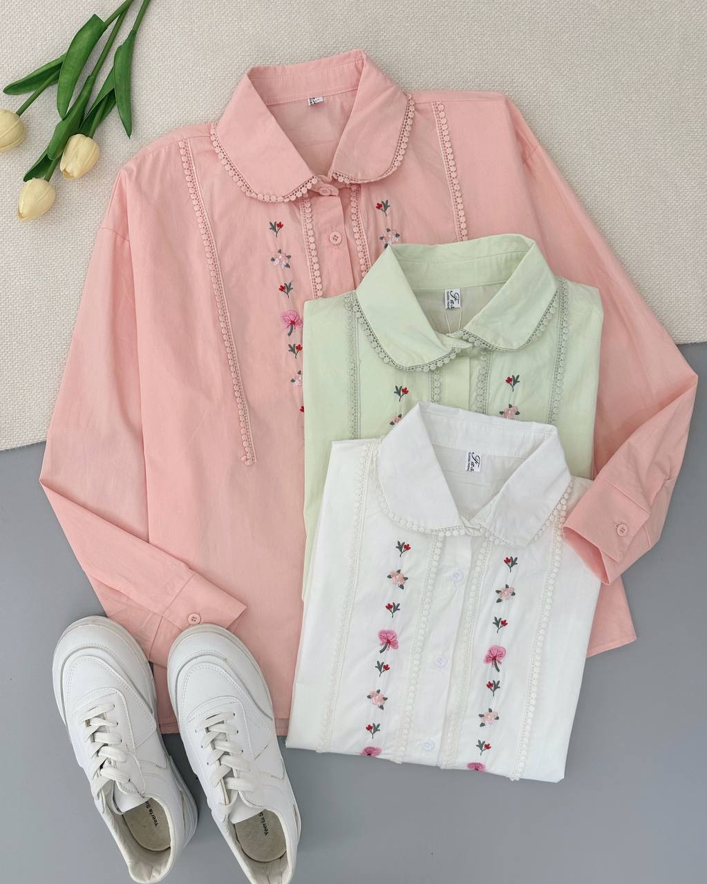 شومیز کتان نخ گلدوزی کد 4843