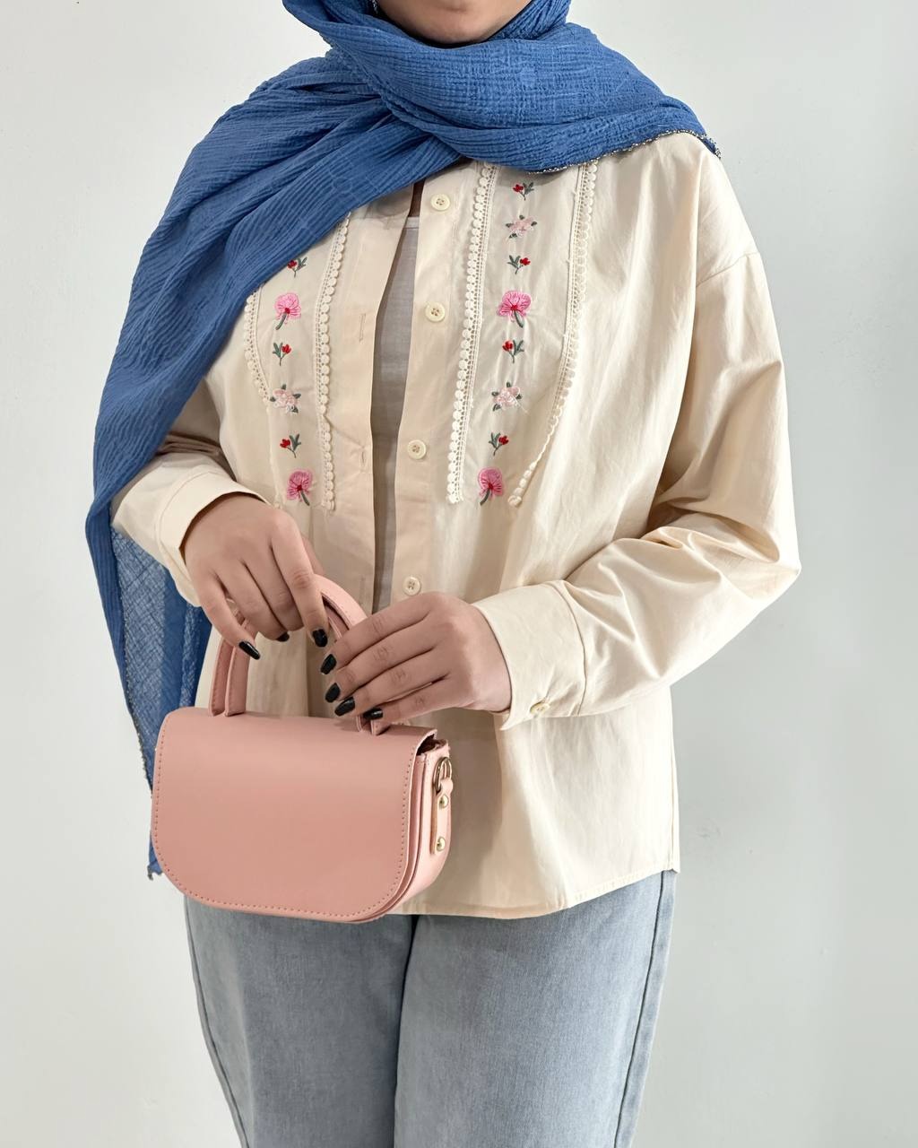 شومیز کتان نخ گلدوزی کد 4843