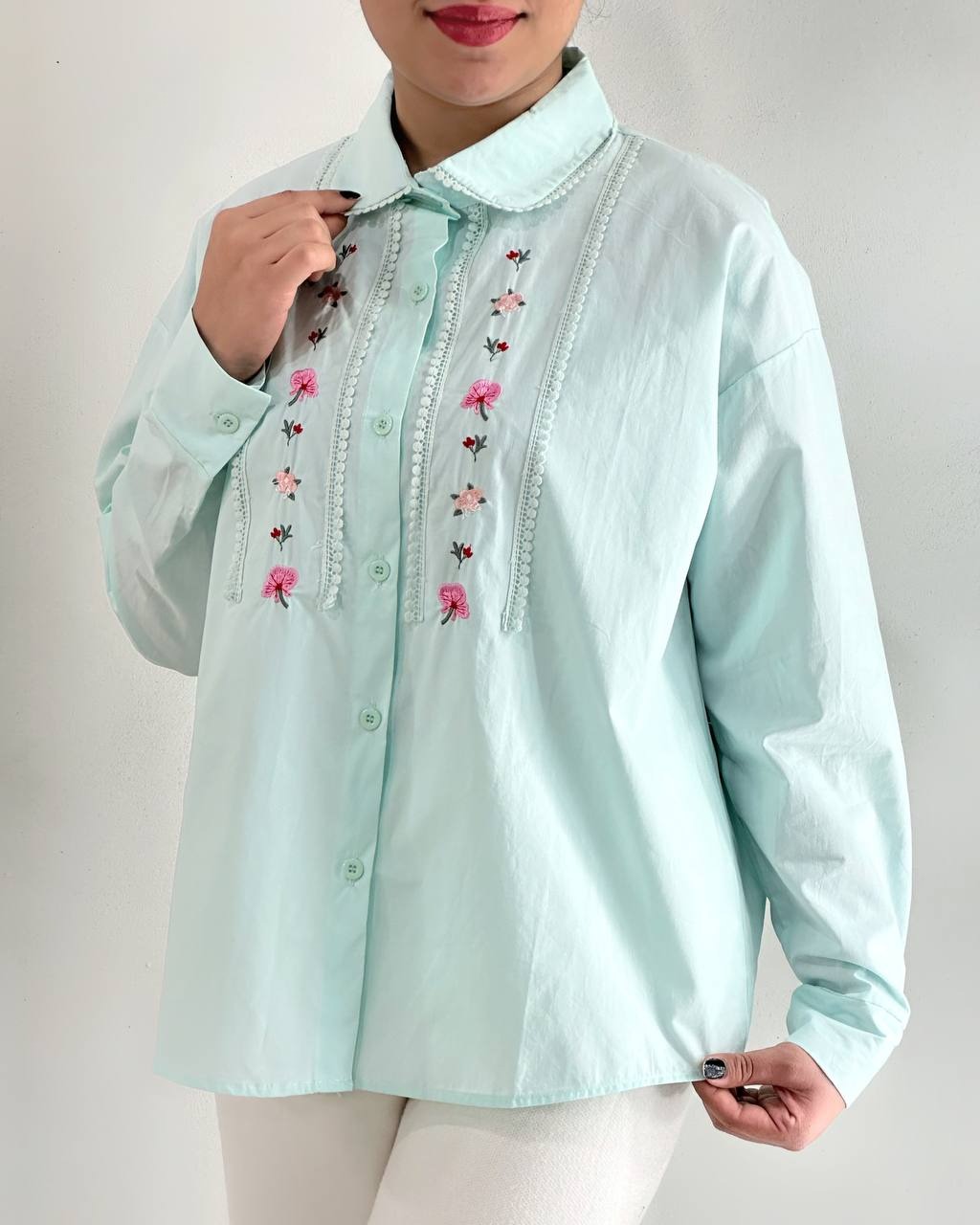 شومیز کتان نخ گلدوزی کد 4843