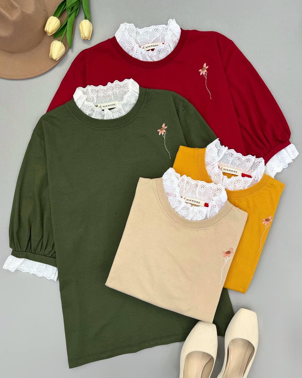 بلوز آستین سه ربع بهار 3 کد 4857