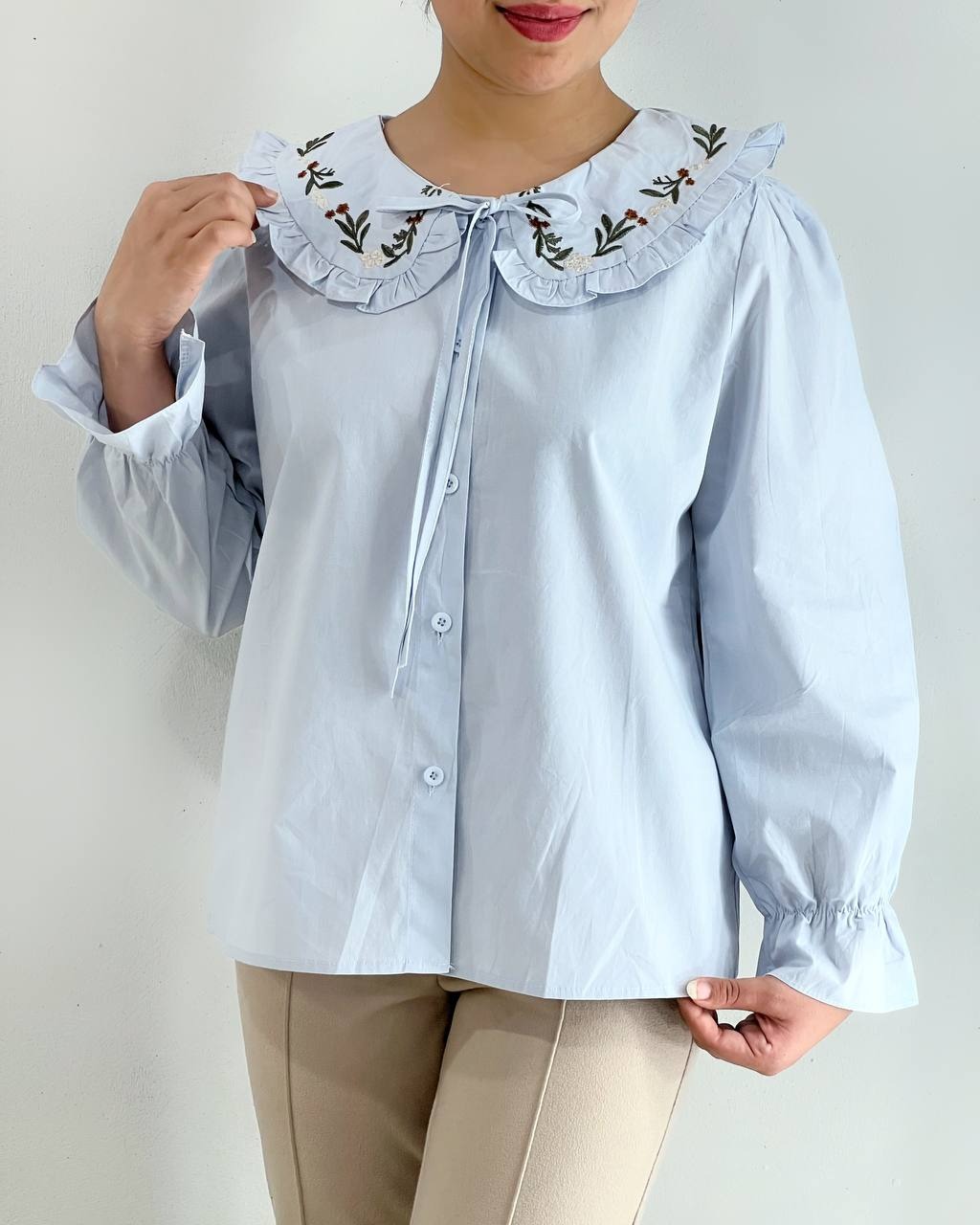 شومیز یقه ب ب گلدوزی کد 4860