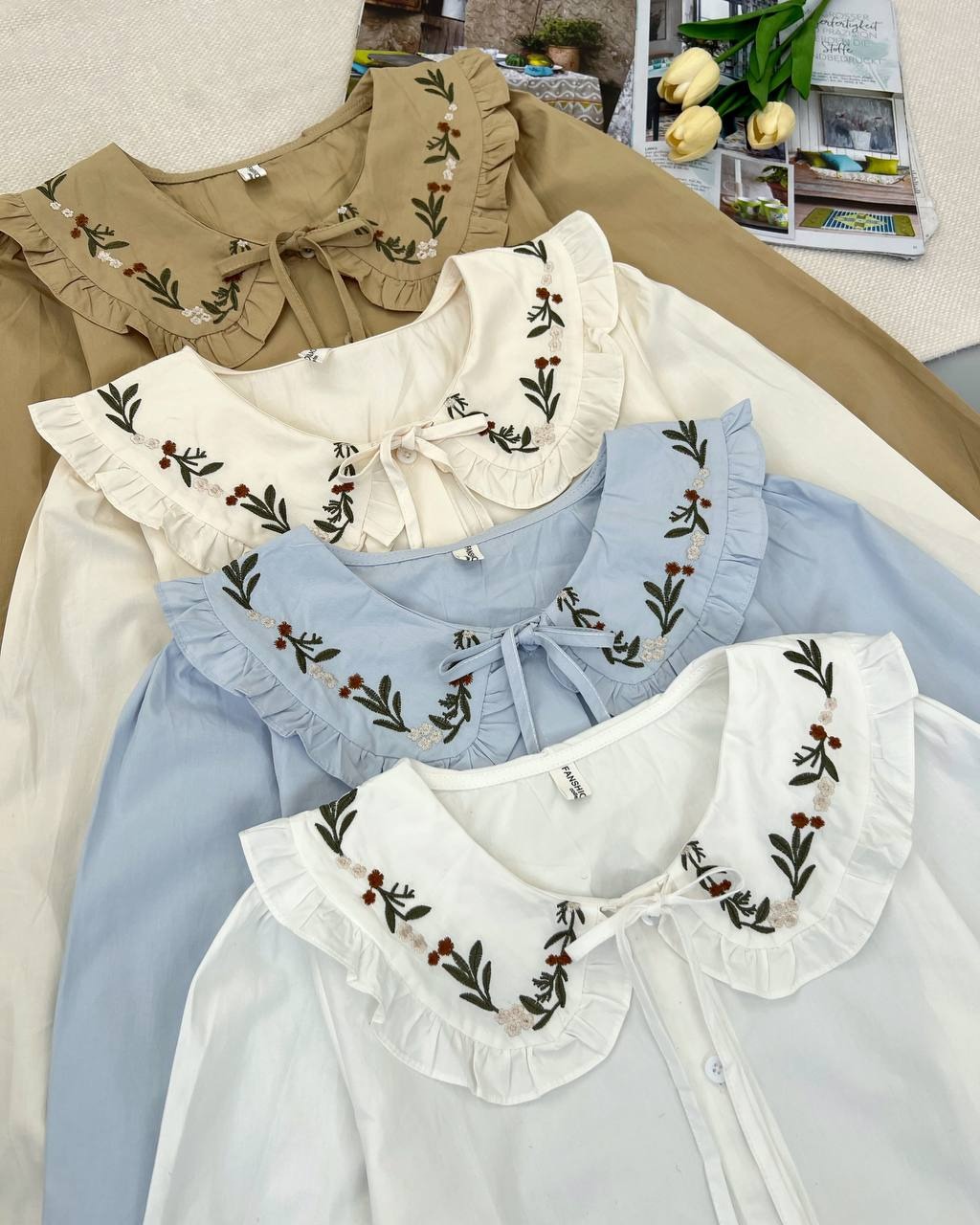 شومیز یقه ب ب گلدوزی کد 4860